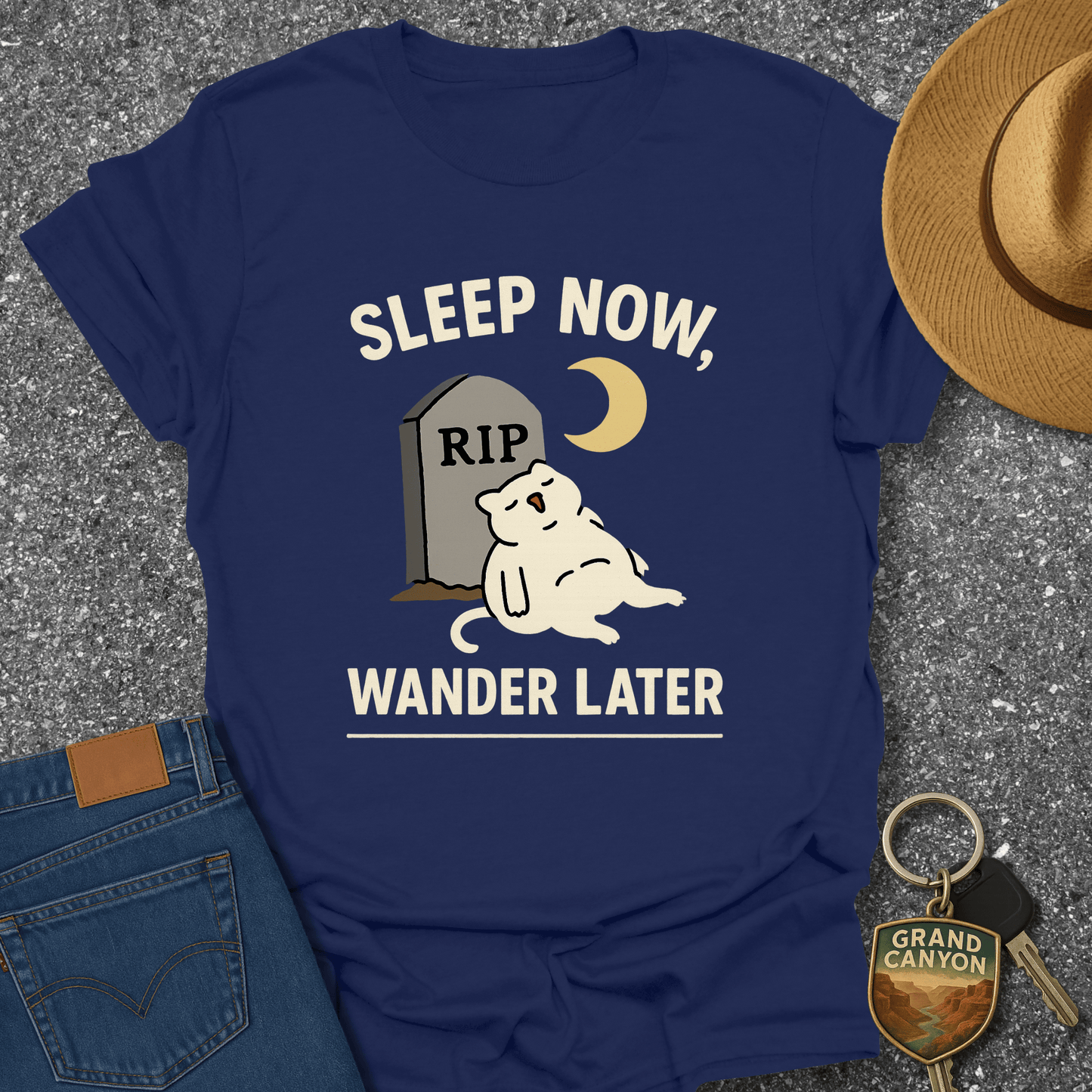 Cat Sleeping on Grave T-Shirt