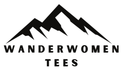 Wanderwomen Tees logo with mountain design on a green background