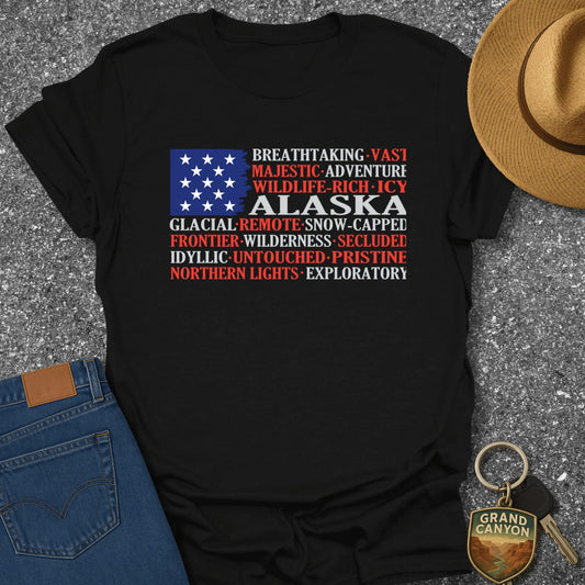 Alaska Cities Flag T-Shirt - T-Shirt Black / S