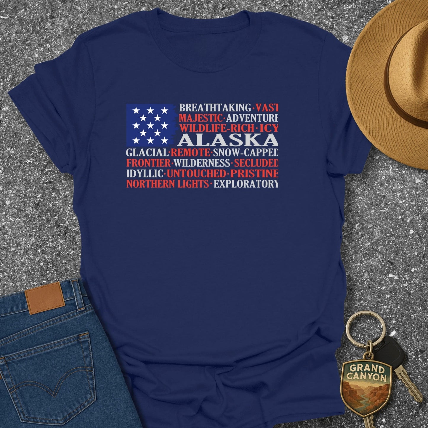 Alaska Cities Flag T-Shirt - T-Shirt Navy / S