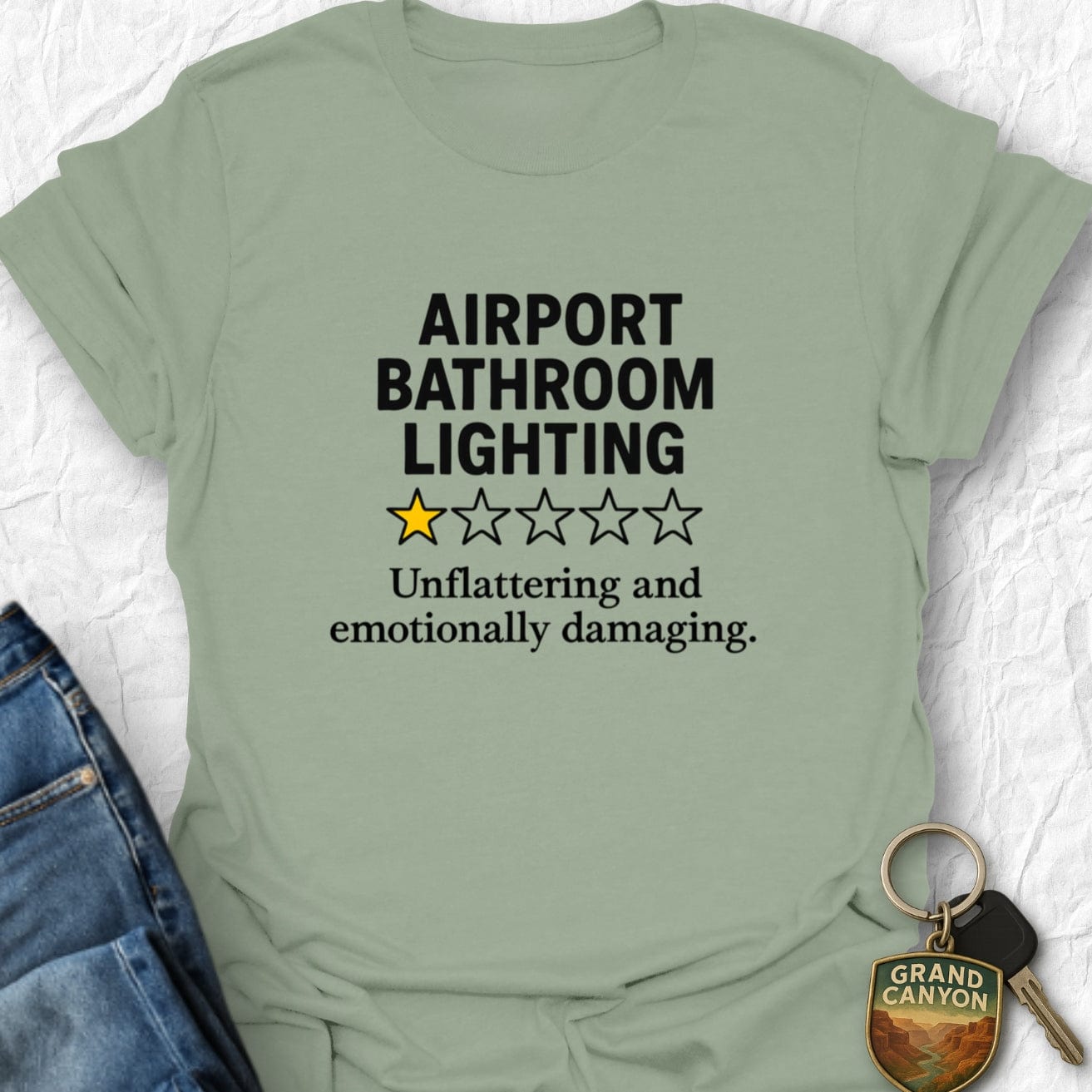 Printify T-Shirt Sage / S Airport Bathroom T-Shirt