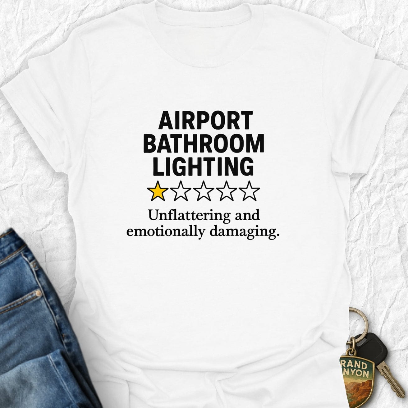 Printify T-Shirt White / XS Airport Bathroom T-Shirt
