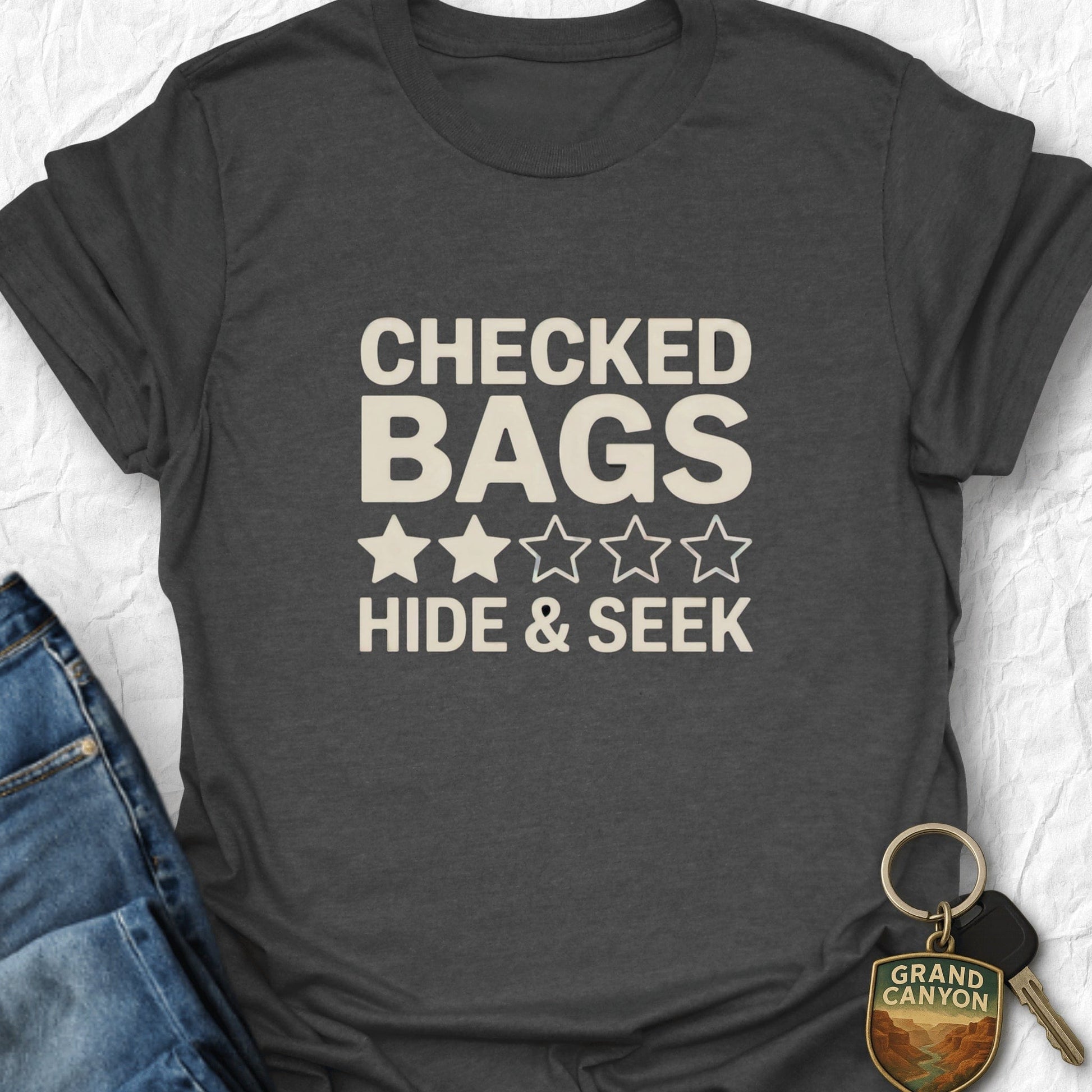 Printify T-Shirt Dark Heather / S Checked Bags T-Shirt