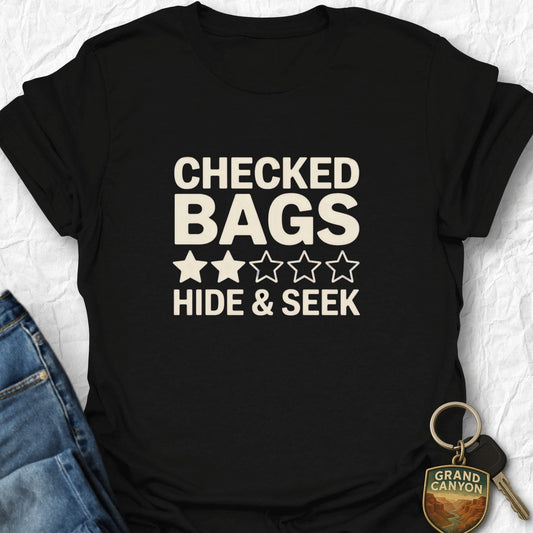 Printify T-Shirt Black / S Checked Bags T-Shirt