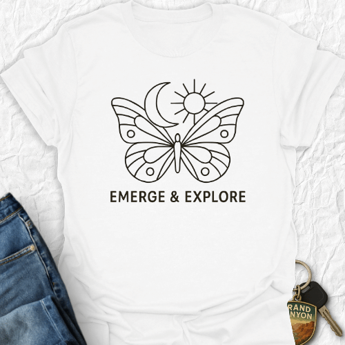 Printify T-Shirt White / S Emerge & Explore T-Shirt