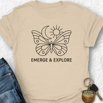 Printify T-Shirt Sand / S Emerge & Explore T-Shirt