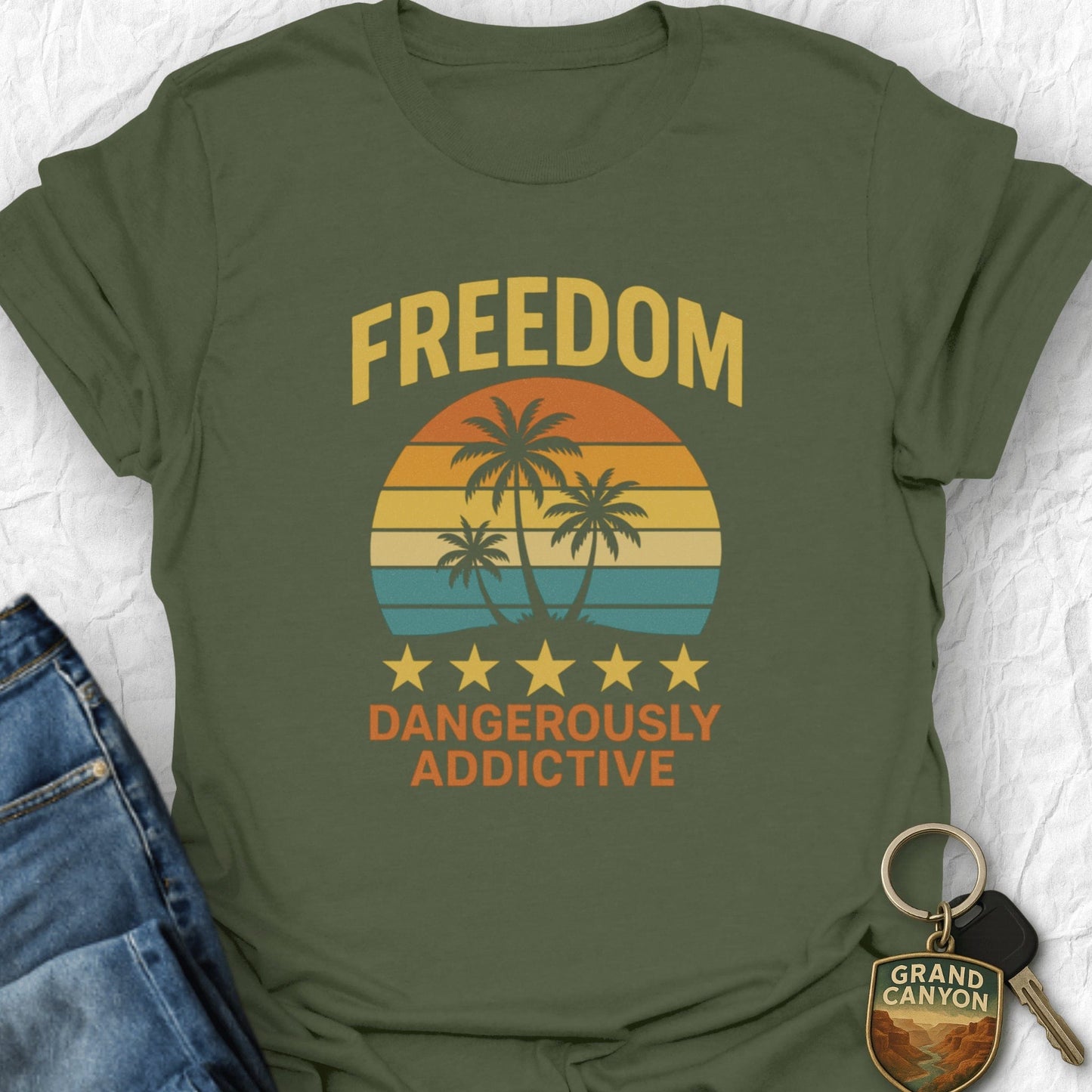 Printify T-Shirt Military Green / S Freedom Addict T-Shirt
