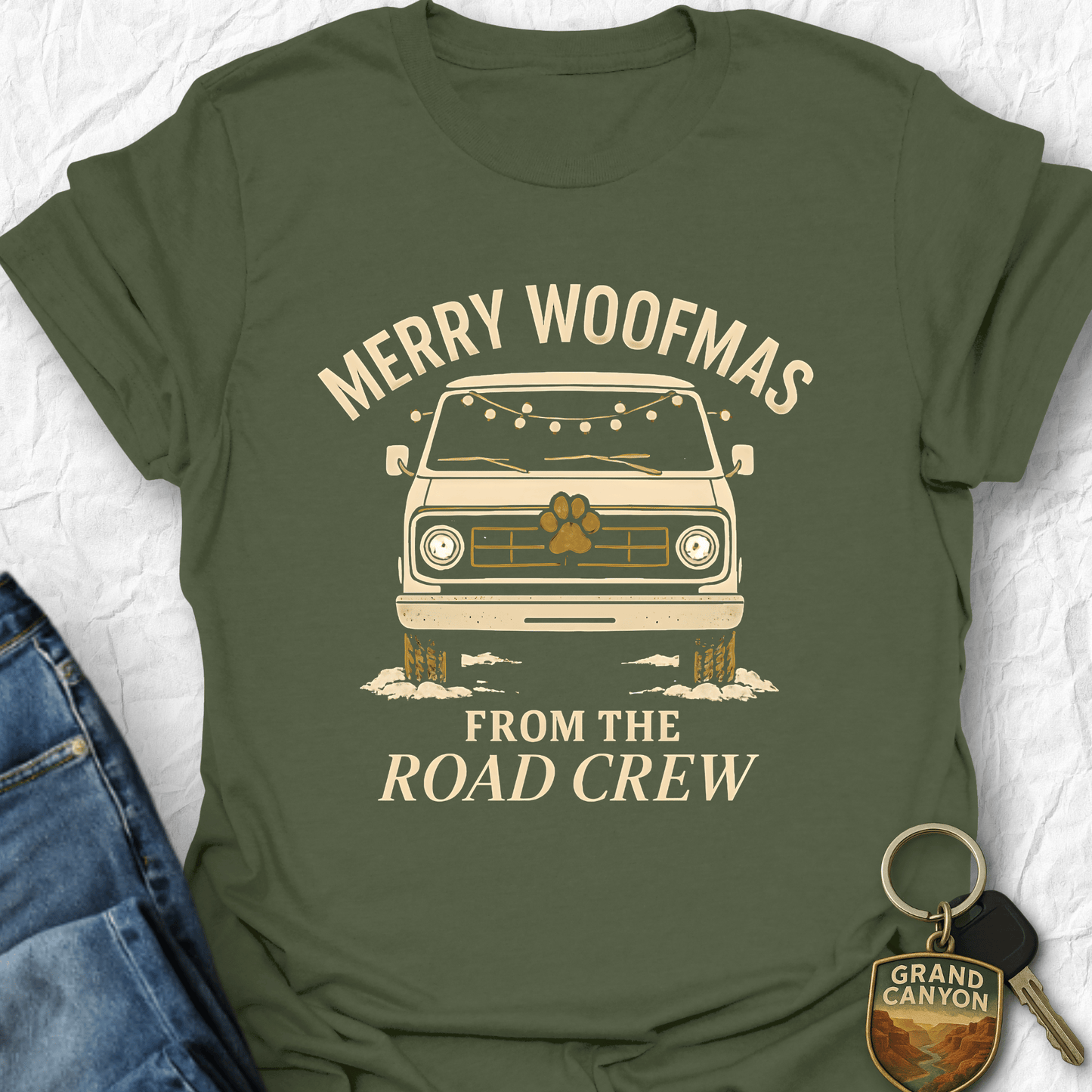 Printify T-Shirt Military Green / S MERRY WOOFMAS T-Shirt