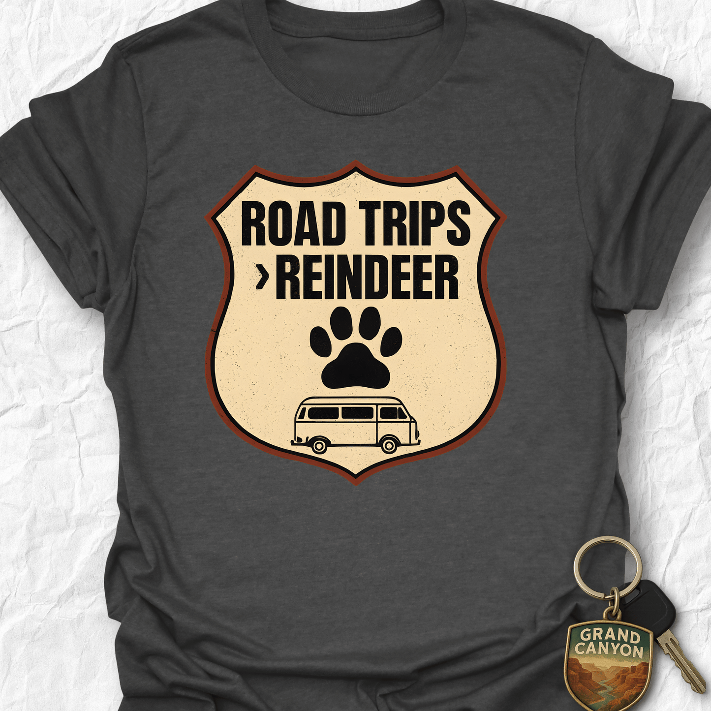 Printify T-Shirt Dark Heather / S ROADTRIPS > REINDEER T-Shirt