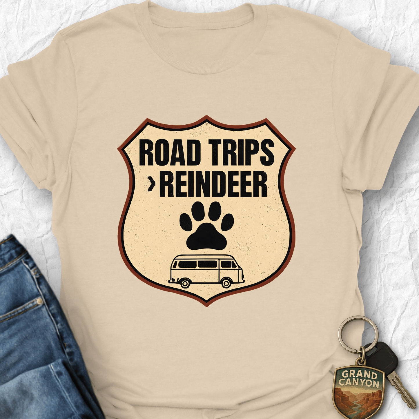 Printify T-Shirt Sand / S ROADTRIPS > REINDEER T-Shirt