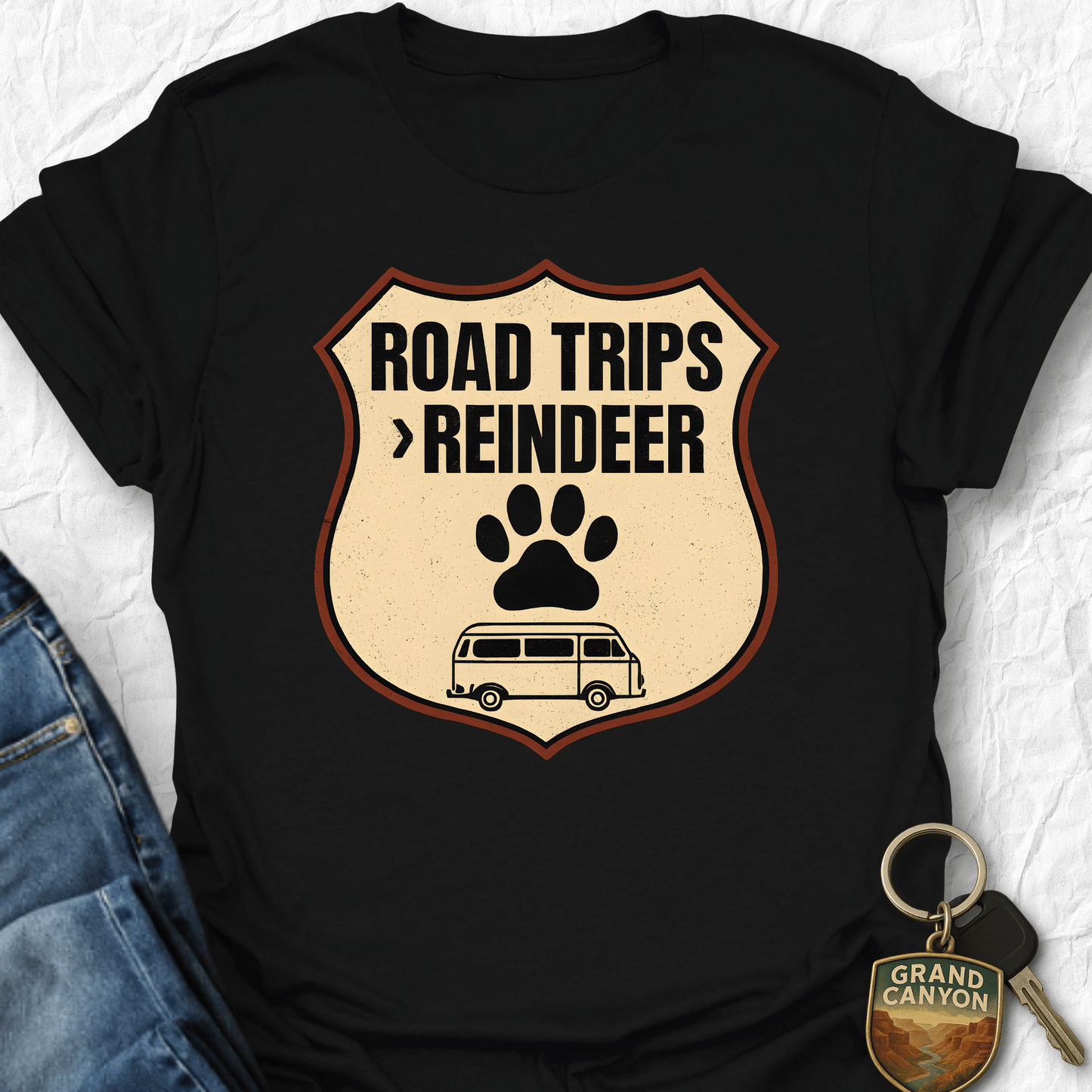 Printify T-Shirt Black / S ROADTRIPS > REINDEER T-Shirt