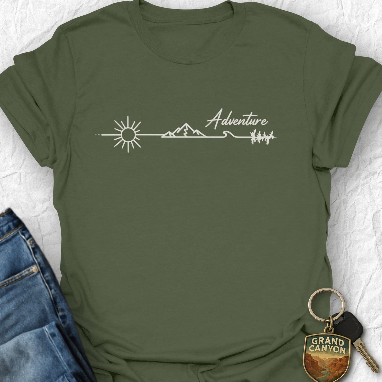 Adventure Heartbeat T-Shirt - T-Shirt Military Green / S