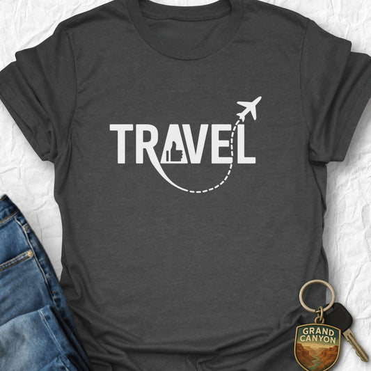 Airplane Path T-Shirt - T-Shirt Dark Heather / S