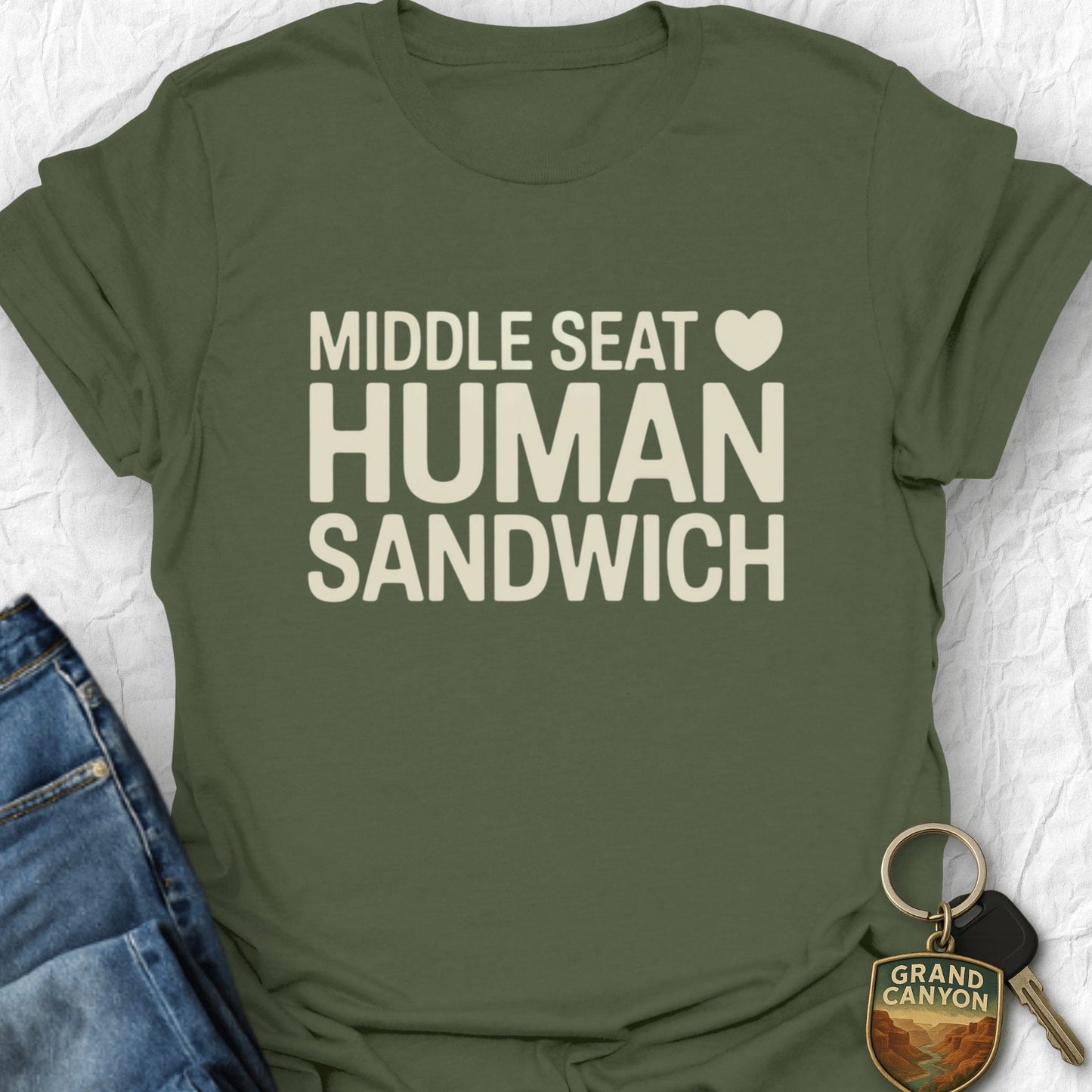 WANDERWOMENTEES T-Shirt Military Green / S Airplane Sandwich T-Shirt