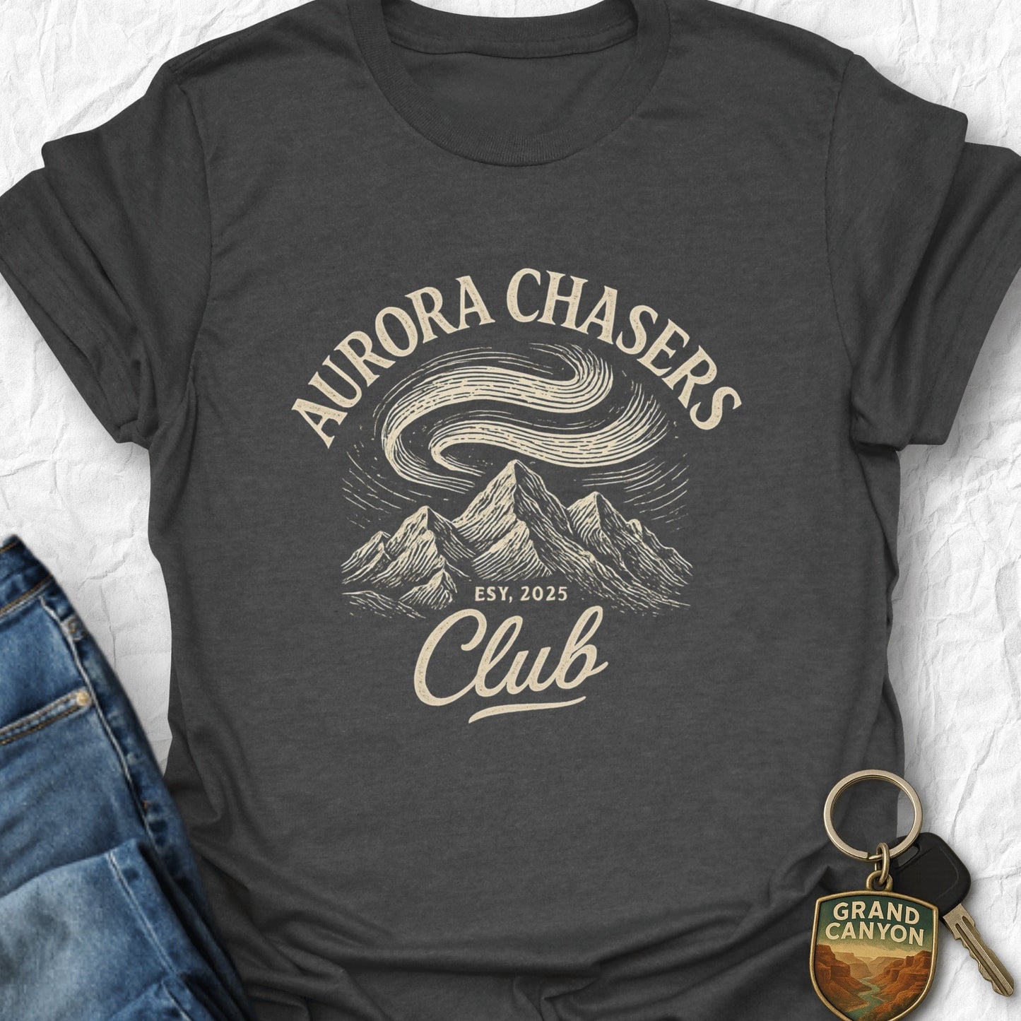 WANDERWOMENTEES T-Shirt Dark Heather / S Aurora Chasers Club T-Shirt