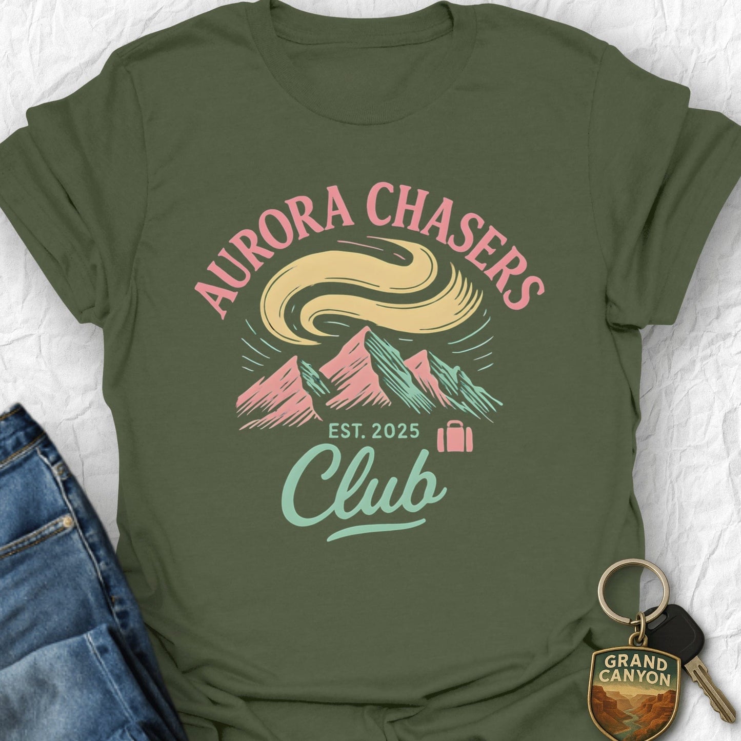 WANDERWOMENTEES T-Shirt Military Green / S Aurora Club T-Shirt