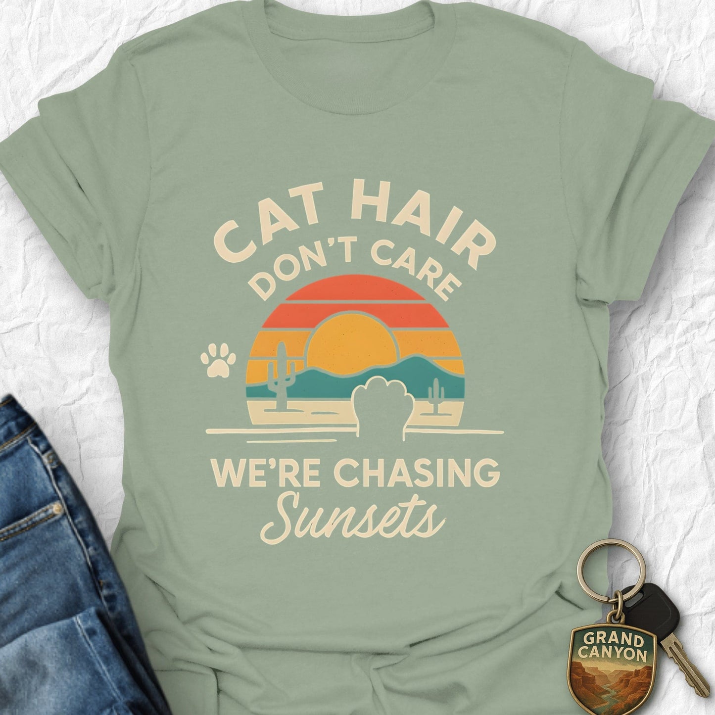 Cat Hair, Don't Care T-Shirt - T-Shirt Sage / S