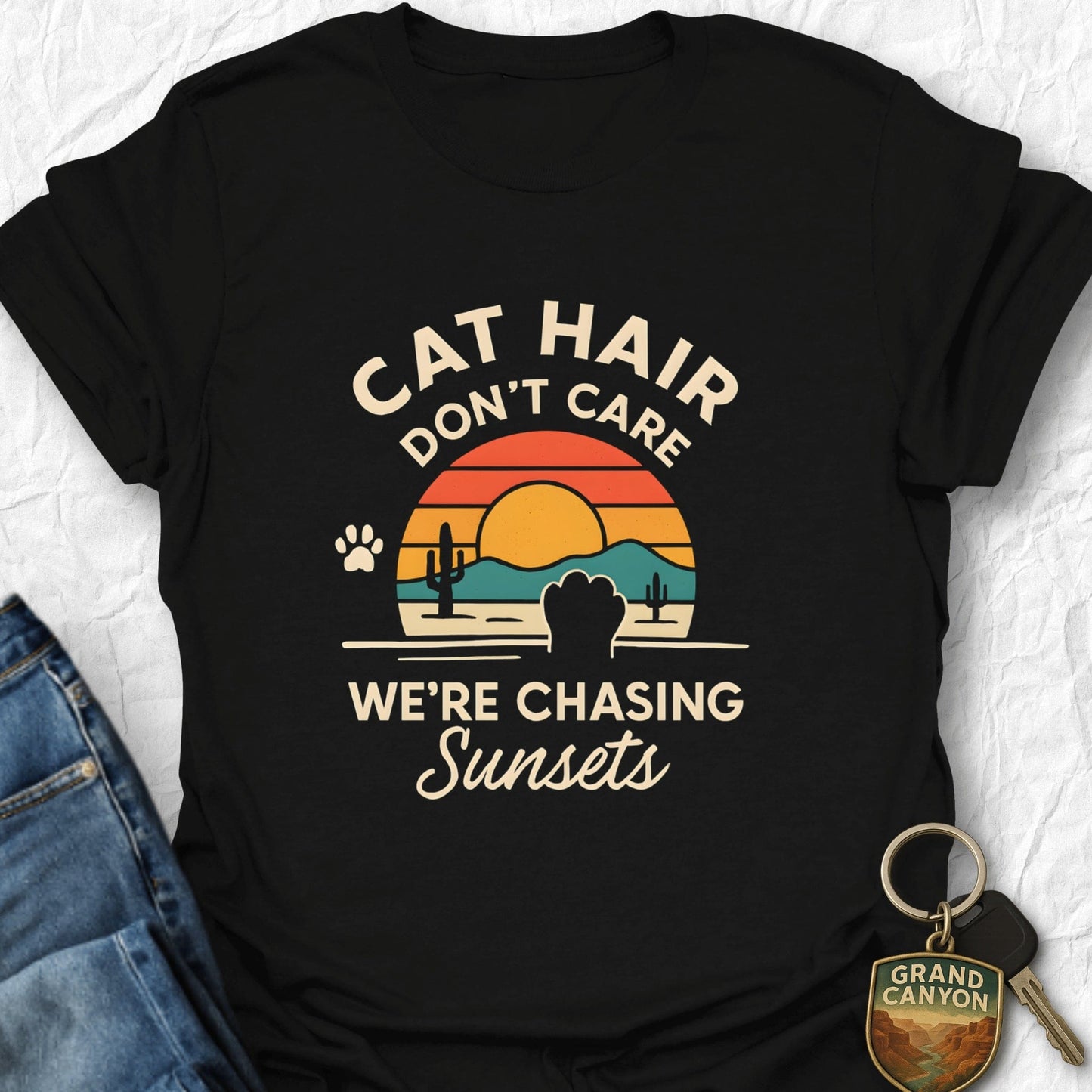 Cat Hair, Don't Care T-Shirt - T-Shirt Black / S