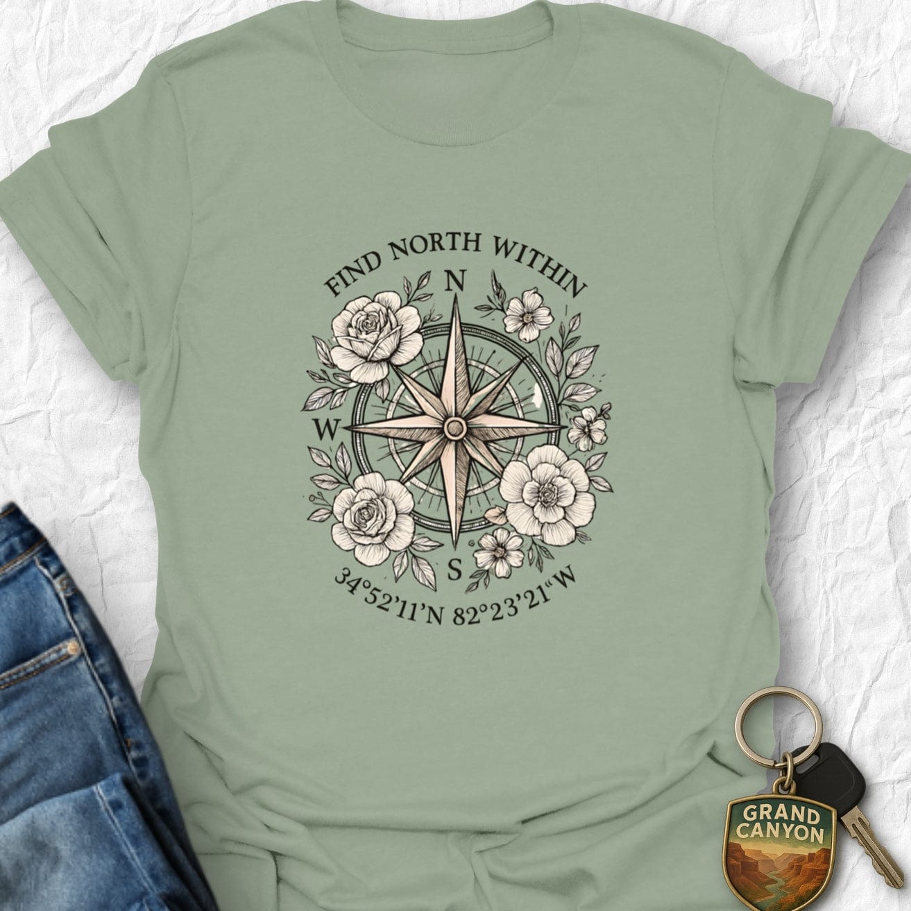 WANDERWOMENTEES T-Shirt Sage / S Find Your North T-Shirt