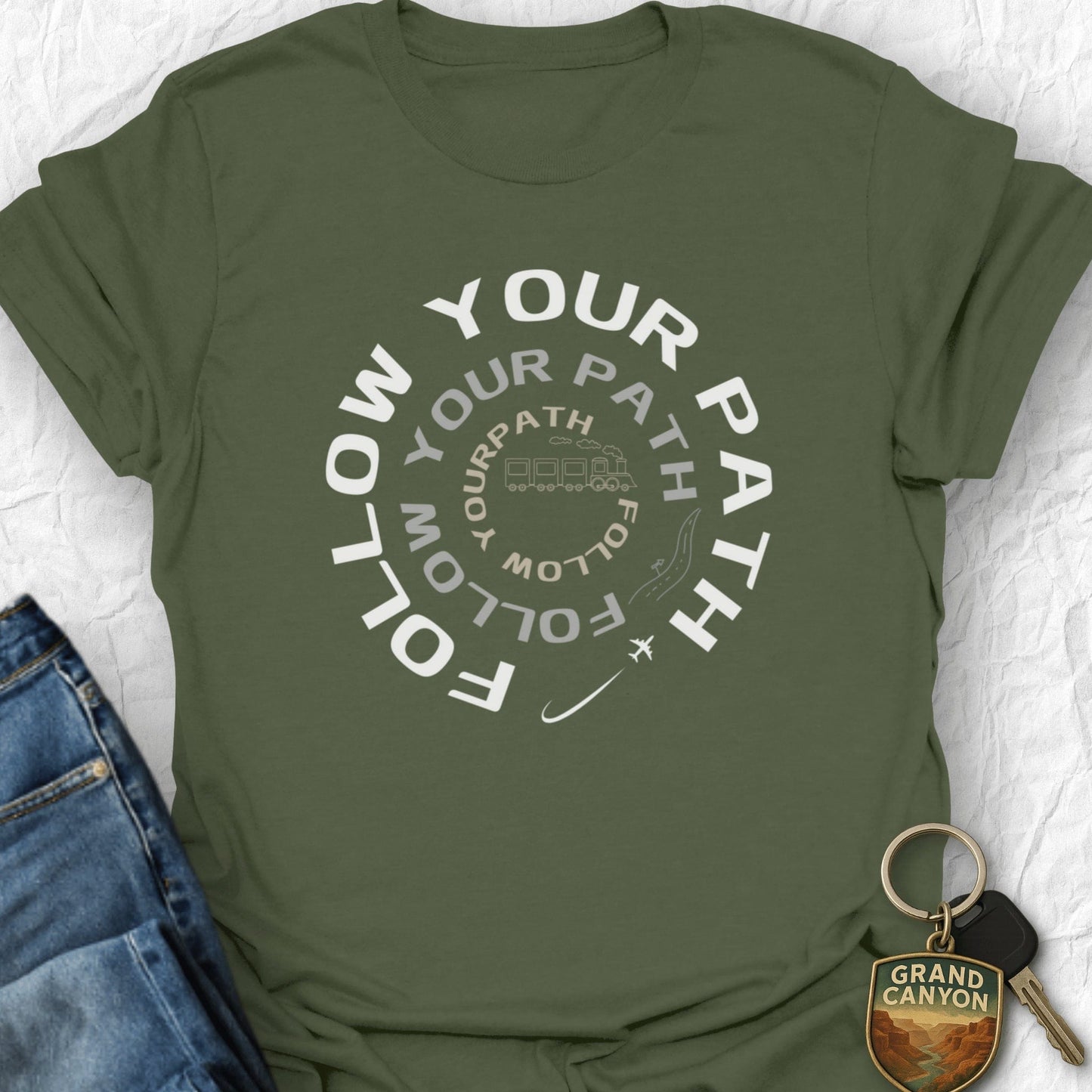 Follow Your Path T-Shirt - T-Shirt Military Green / S