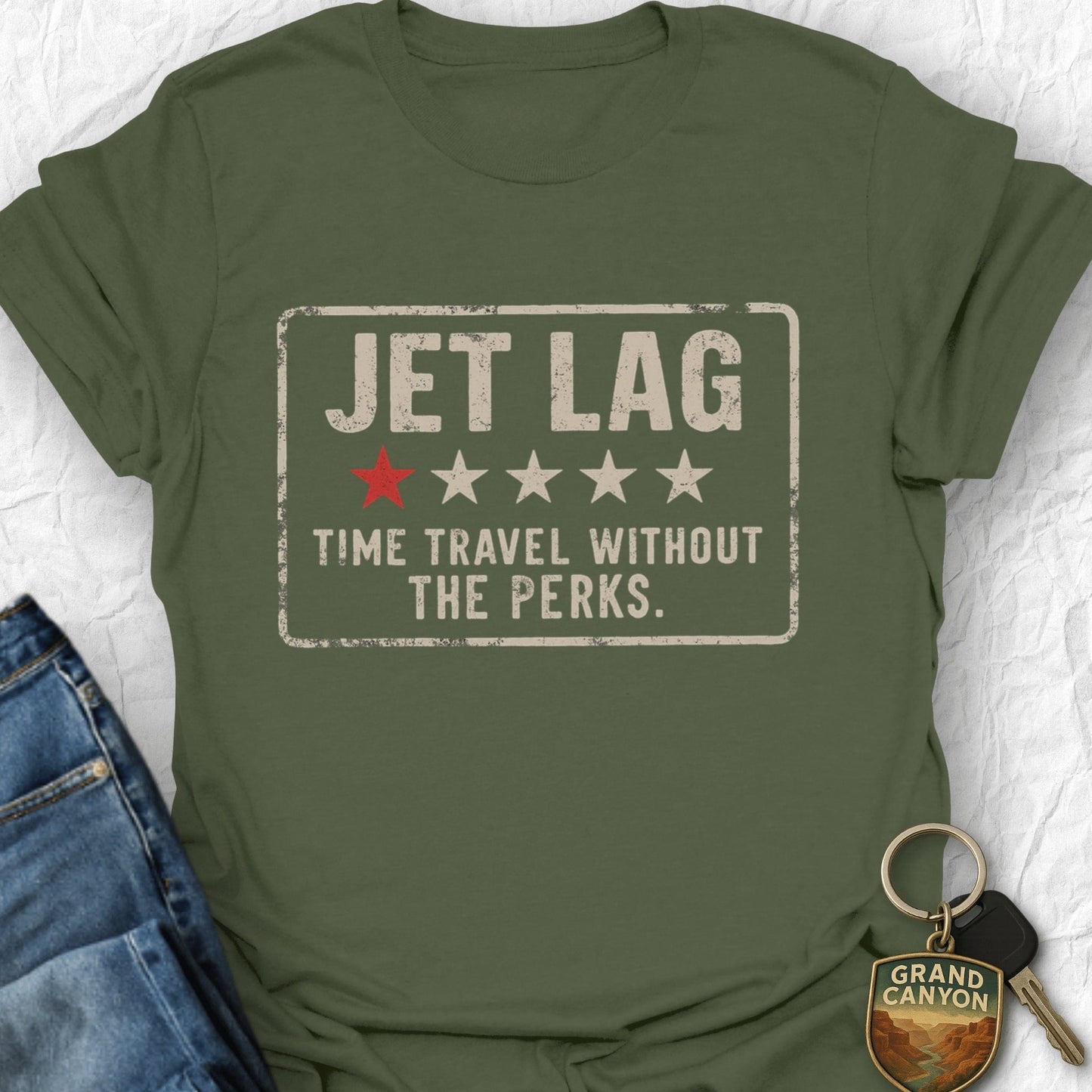 WANDERWOMENTEES T-Shirt Military Green / S Jet Lag Time T-Shirt