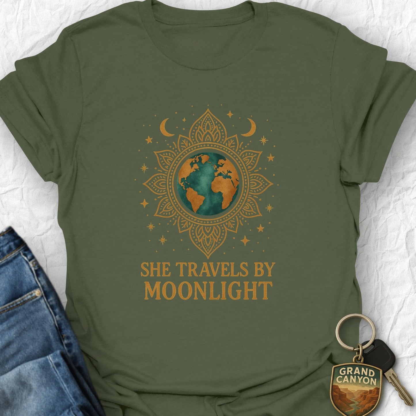 Moonlight Travel T-Shirt - T-Shirt Military Green / S