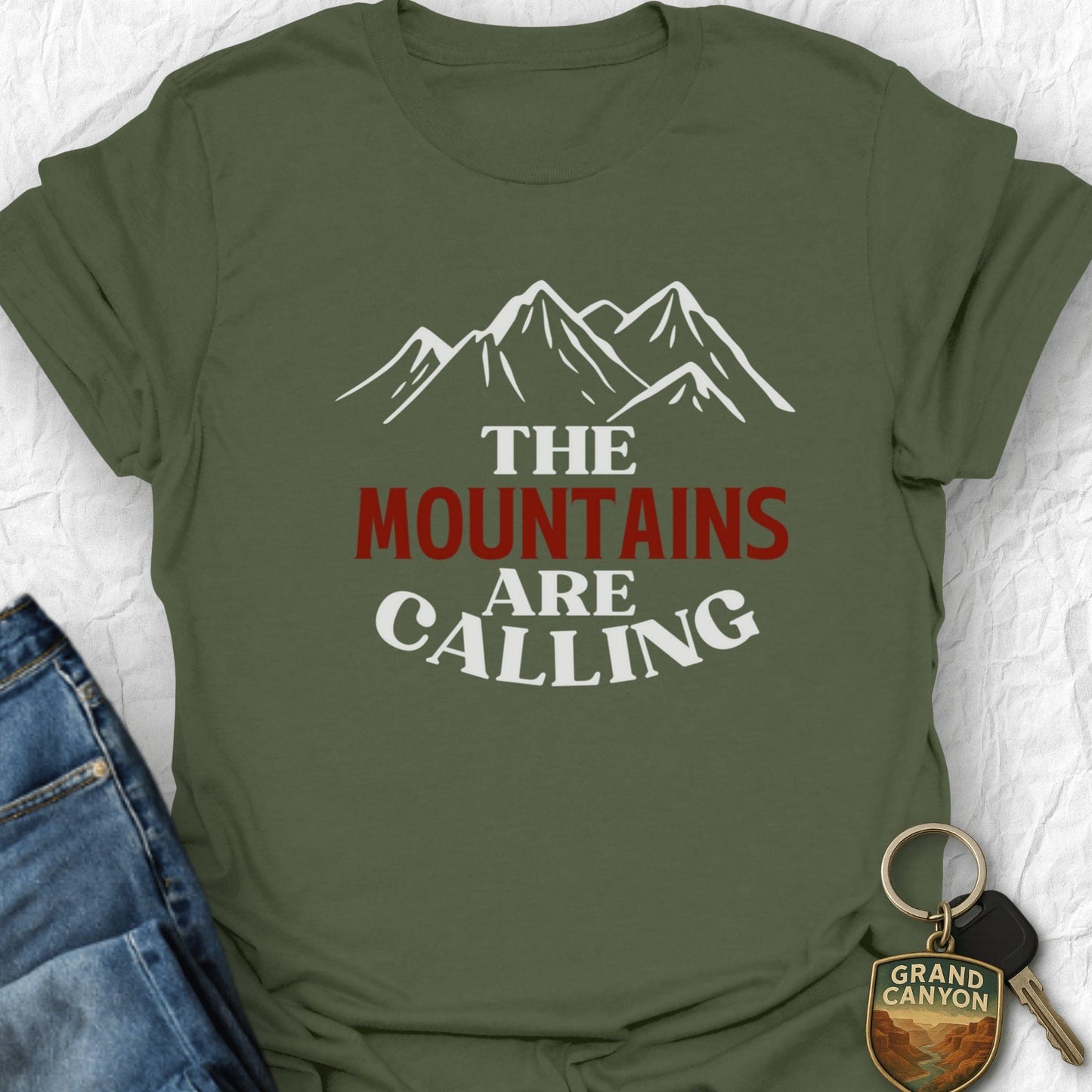 Mountains Are Calling T-Shirt - T-Shirt Military Green / S