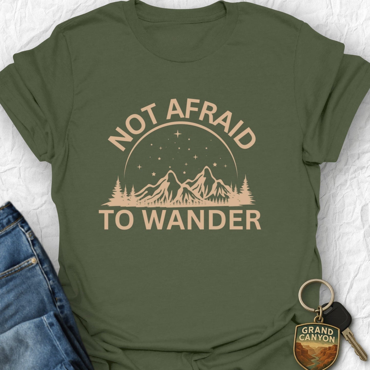 Not Afraid to Wander T-Shirt - T-Shirt Military Green / S