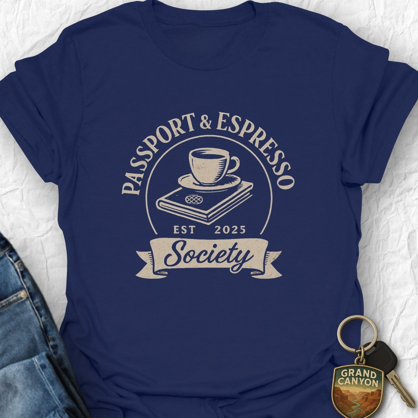 WANDERWOMENTEES T-Shirt Navy / S Passport and Espresso T-Shirt