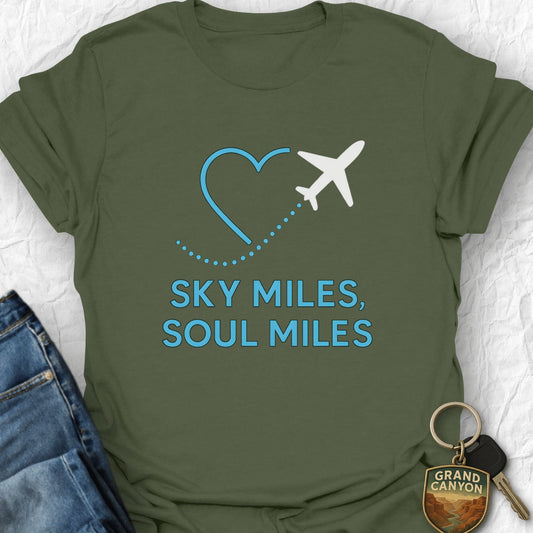 WANDERWOMENTEES T-Shirt Military Green / S Sky Miles Travel T-Shirt