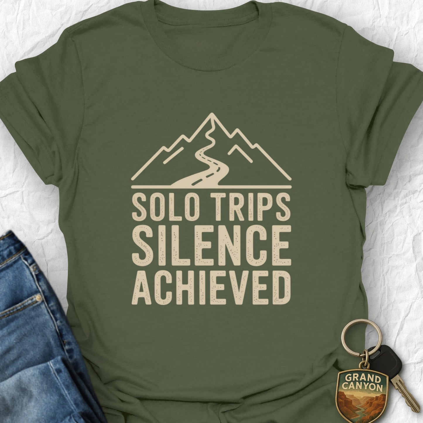 WANDERWOMENTEES T-Shirt Military Green / S Solo Trip Silence T-Shirt