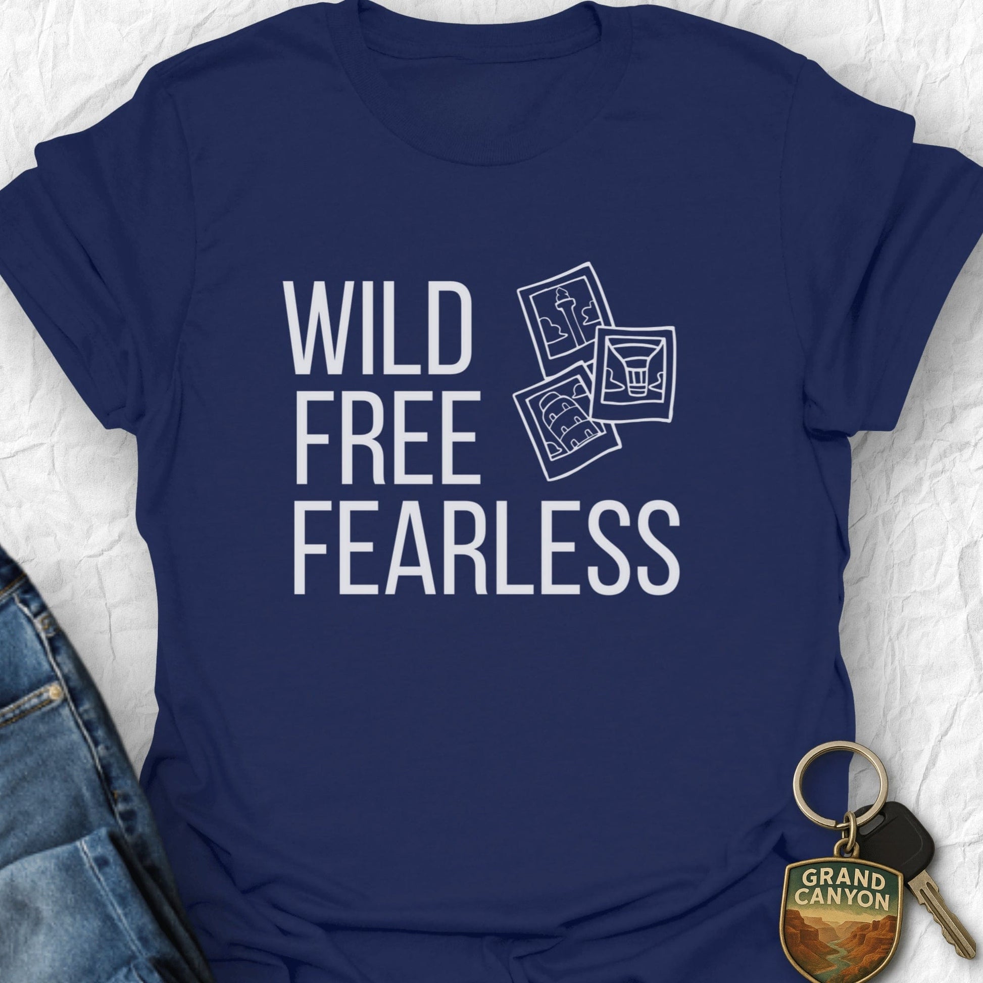 Wild, Free, Fearless T-Shirt - T-Shirt Navy / S